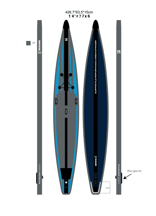 Surfpistols 14x27x6 race performance bleu