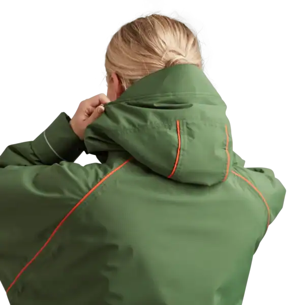 Respirant veste de paddlesurf op­ti en vert avec capuche et coutures orange.