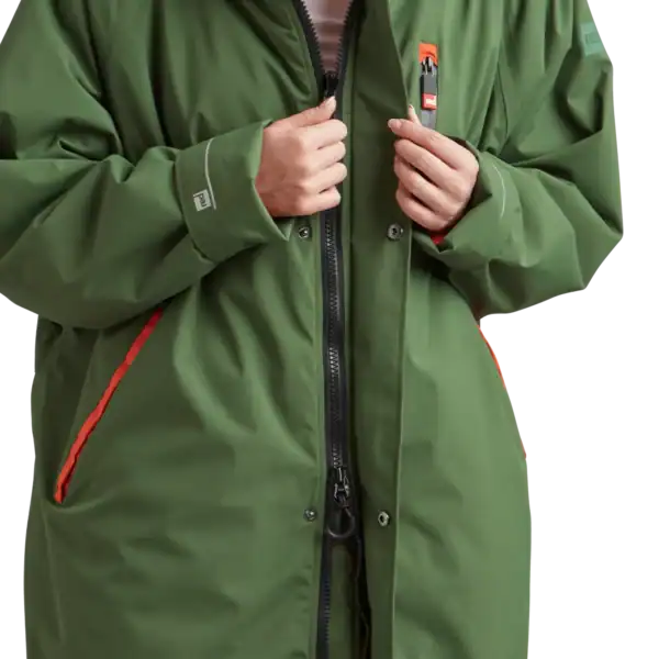 Veste imperméable verte pour activités nautiques, adaptée à la voile optimist (Opti).