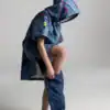 red poncho microfibre enfant admiral blue 02 fille face