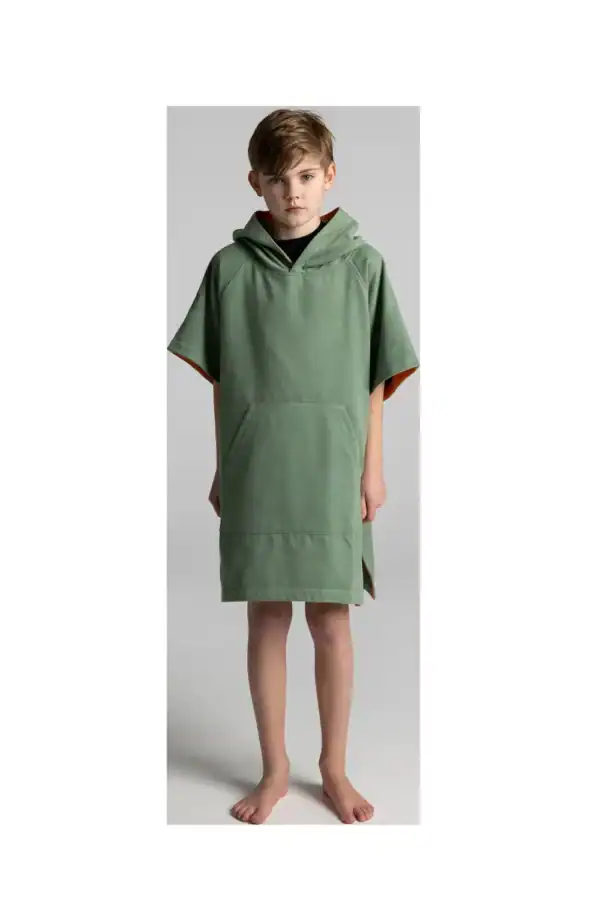 red poncho microfibre enfant sage green 01 face