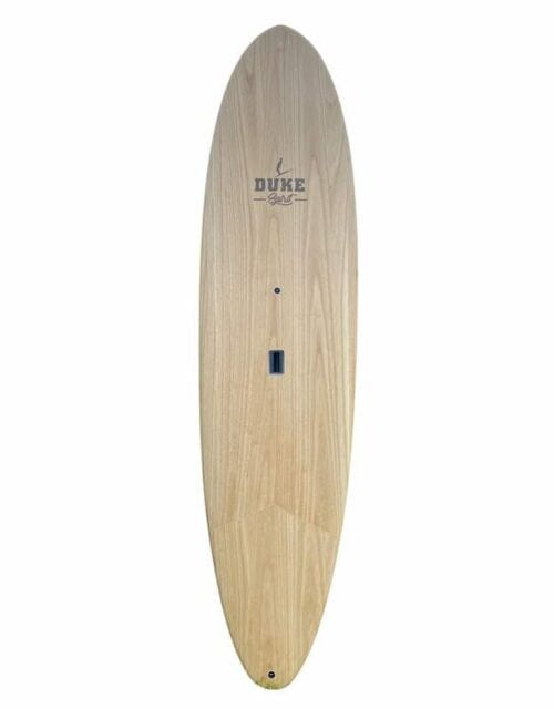 Stand up paddle rigide Surfpistols Duke 10'5 Perf en bois de paulownia, vue de dessus
