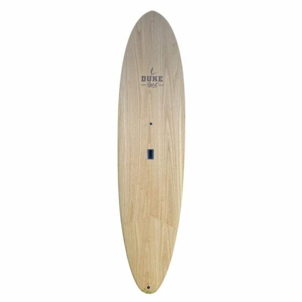 Stand up paddle rigide Surfpistols Duke 10'5 Perf en bois de paulownia, vue de dessus