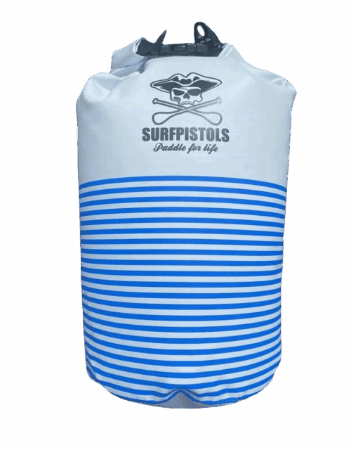 Sac étanche Dry Bag Marinière White 20L Surfpistols fermeture roll-top