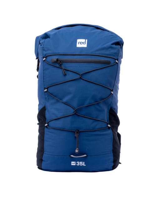 Sac à dos étanche Red Paddle 35L Ocean Blue vu de face, rabat roulé fermé